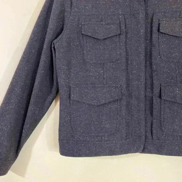 Coldwater Creek Chocolate Brown Collared Wool Safari Tweed Zip Blazer Jacket (S) - Picture 5 of 12